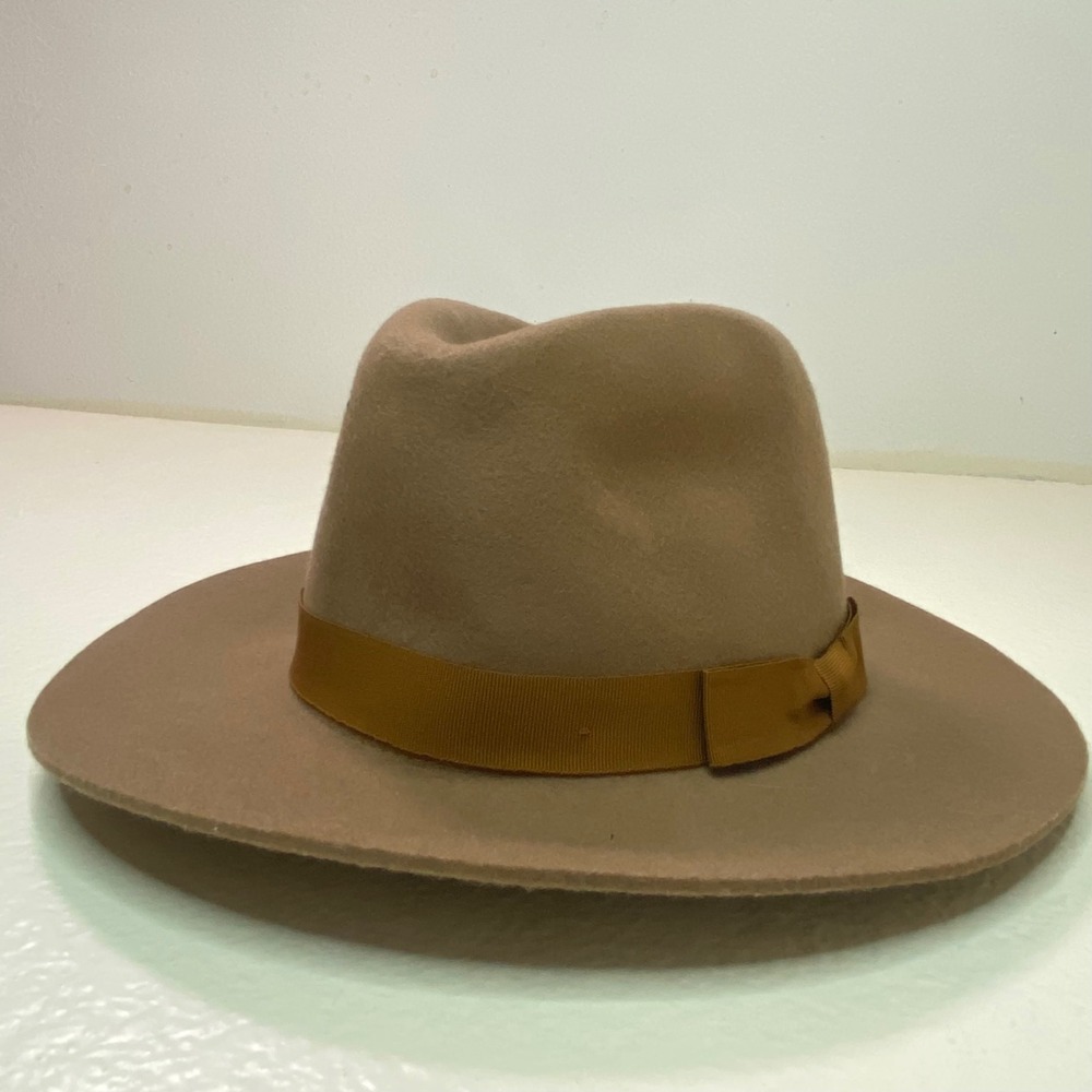 Brixton Indiana Fedora Tan Bronze 100% Wool Wide Brim Hat 00444 Size M 7 1/2 NWT